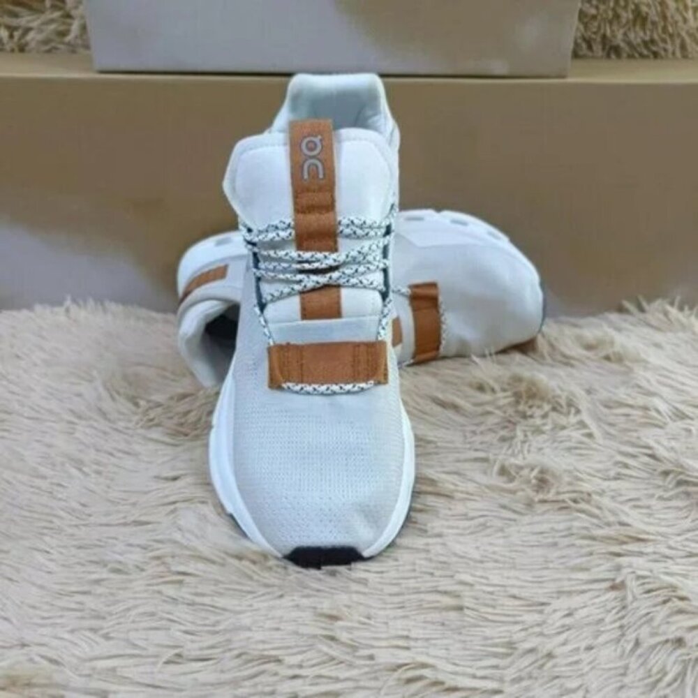 On Running Women's White Sneakers with Tan Accents - Picture 2 of 5